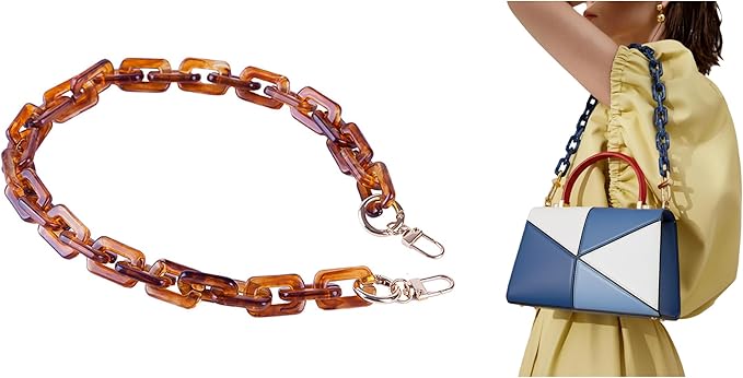 Acrylic Resin Chain Purse Strap 23.6IN Purse Transparent Chain DIYBagChain Gift for Office,Travel & DIY Creator