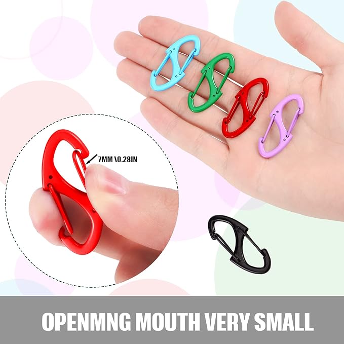 Moxweyeni 20 Pcs Zipper Clip S Carabiner Clips Small Alloy Snap Hook Anti Theft 1. 6 Inch Mini Dual Wire Gate Interlocking Keychain Clip Attachment for Women Men Camping Hiking