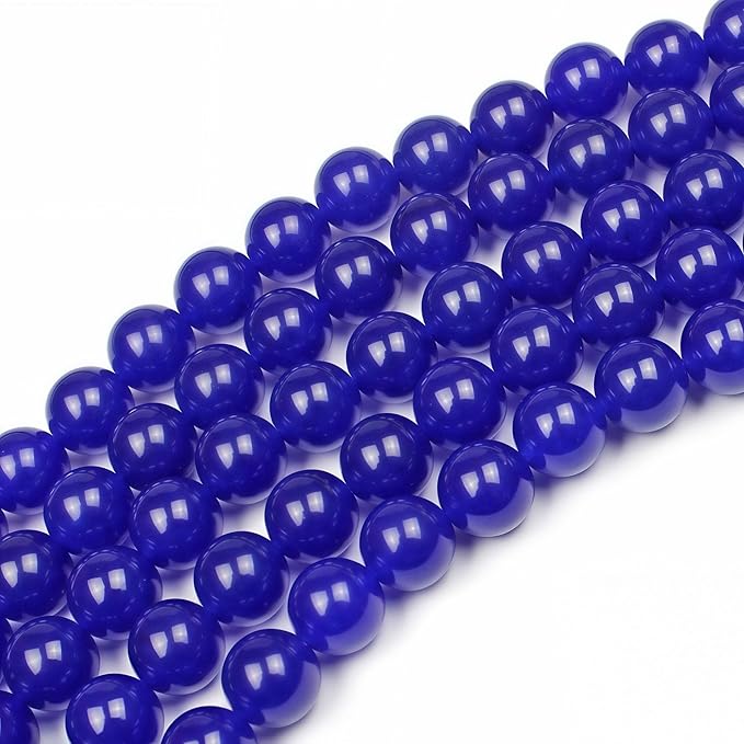 MJDCB Natural Stone Beads Sapphire Jade Round Loose Beads for Jewelry Making DIY Bracelet Necklace (12mm)