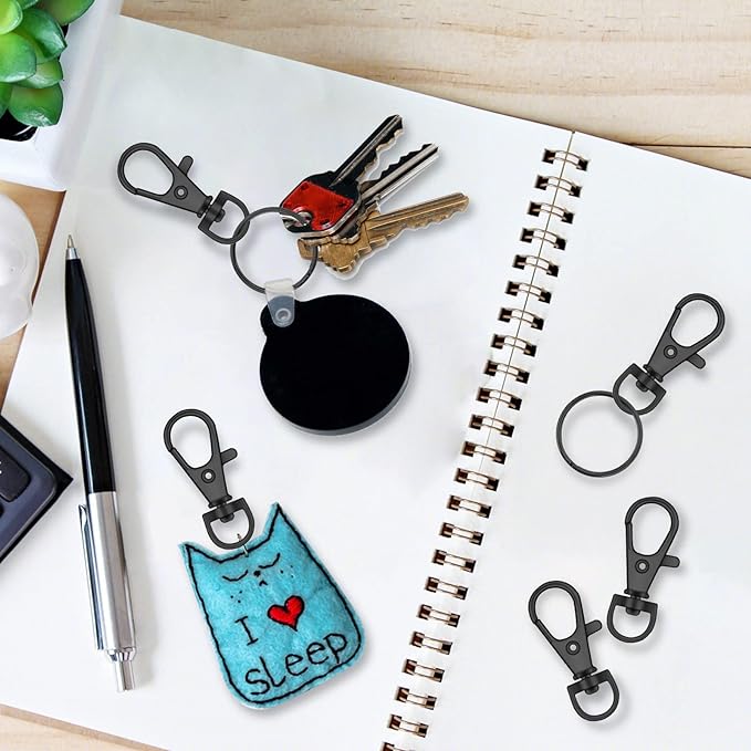 50PCS Key Chain Clip Hooks, Swivel Clasps Lanyard Snap Hook, Keychain Hooks for Lanyard Key Rings Crafting Gun Black