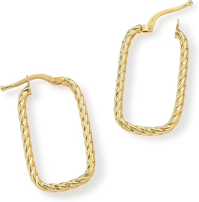 Paperclip Oval Hoops in Real 10K White Gold with a Diamond-Cut Finish | 30mm Length | Real Gold, Stamped for Authenticity
