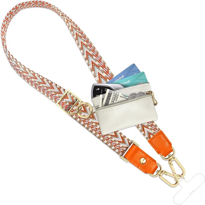UKON Phone Lanyard Crossbody Phone Strap Widen Neck Strap Adjustable Shoulder Strap with Premium Hardware Hook Bag Strap (Orange)