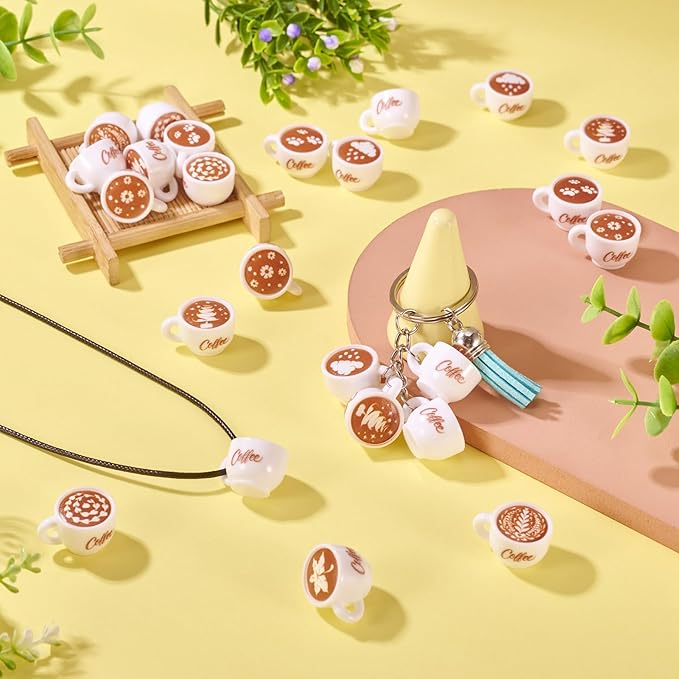 Craftdady 24pcs Mini Coffee Cup Resin Dollhouse Miniature Drink Food Coffee Mug Lovely Tableware Coffees Hang Ornament for Home Decorations Doll Kitchen Play Accessories Jewelry Making