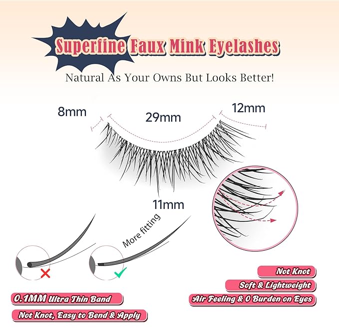 False Eyelashes Natural Look 12MM Strip Lashes with 0.03MM Ultra Thin Band Wispy Lashes C Curl Fake Eyelashes Natural Lash Strips Short Eyelash 7 Pair Siligli