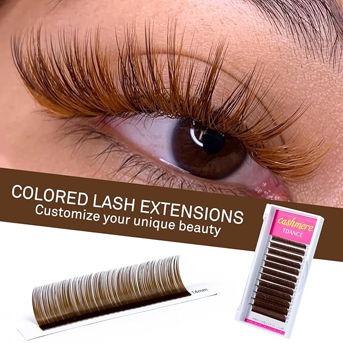 TDANCE Dark Brown Lash Extensions Colored Lash Extensions Classic Lash Extension 0.07mm C/D Curl Premium Brown Eyelash Extensions Salon Use (Dark Brown,C-0.07,10-17mm)