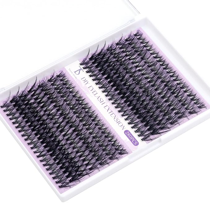 THINK SHOW Lash Clusters Kit 30D 9-16mm 280pcs Wispy Lash Clusters Kit with Bond and Seal,Tweezers,Remover Natural Cluster Eyelash Extensions for Beginners(30D)