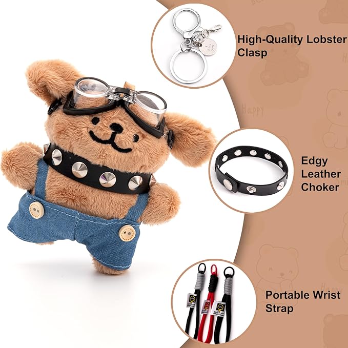YOU WIZV Cute Dog Plush Keychain for Women - Kawaii Stuffed Animal Charm for Purse, Backpack & Bag Accessories