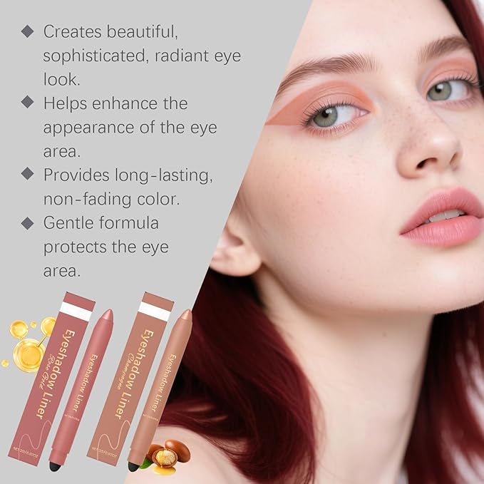 Eyeshadow Stick, Perfect Color Duo-Shadow Liner 2-in-1 Eyeliner & Eye Shadow Stick, Easily Blendable & Buildable, Waterproof, Creamy Easy-Glide, For Effortless Smoky Or Natural Eye Makeup(06+03)