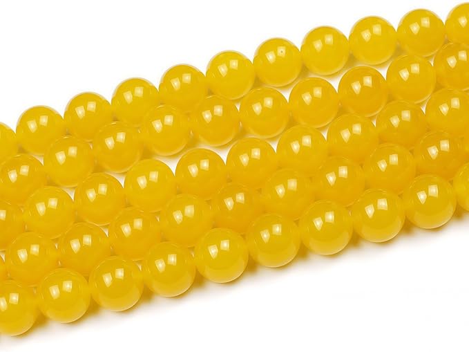 MJDCB Natural Yellow Jade Round Loose Beads for Jewelry Making DIY Bracelet Necklace (12mm)