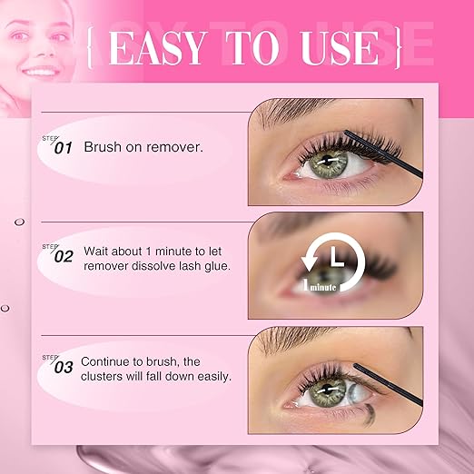 Mavphnee Cluster Lash Glue Remover Quick-Dissolving False Eyelash Remover for Easy Removing Lash Bond and Seal Safe Formula Lash Extension Clusters Remover 4.5ml Cluster Eyelash Extensions Remover