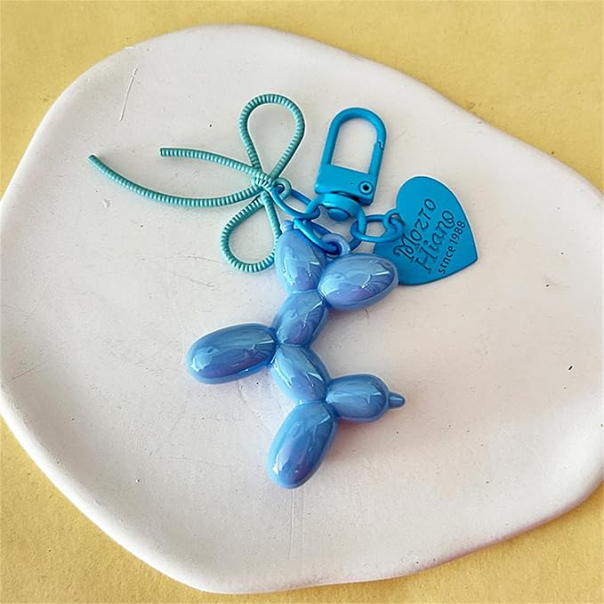 Dreuyet 2Pcs Jelly Balloon Dog Keychains Kawaii Cute Bag Purse Charms Key Chain with Bow Y2K Aesthetic Accessories