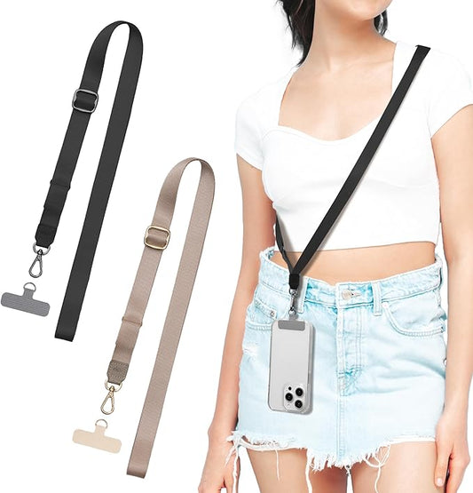 EKAX-Adjustable Anti-Theft Phone Lanyard Crossbody and Neck Strap with 2 Tether Tabs, Hands-Free Strap for Wallet, Keys,