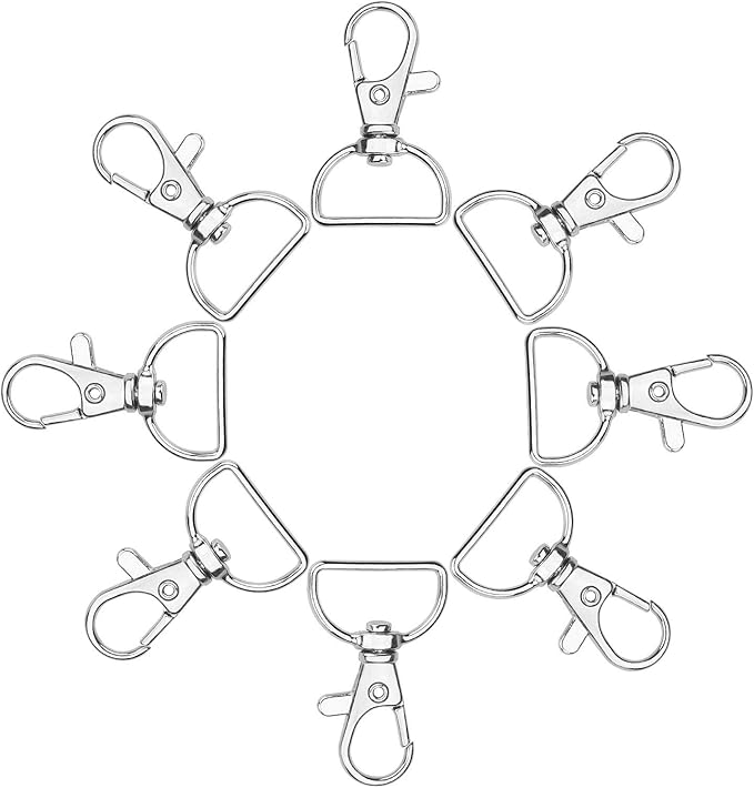 Acrux7 100 Pack Lobster Claw Clasps for Keychains 3/4 inch Lanyard Clips D Ring Swivel Clasp Hook Metal Lobster Clasp for Key Chain, Crafts and Purse DIY Lanyard Making