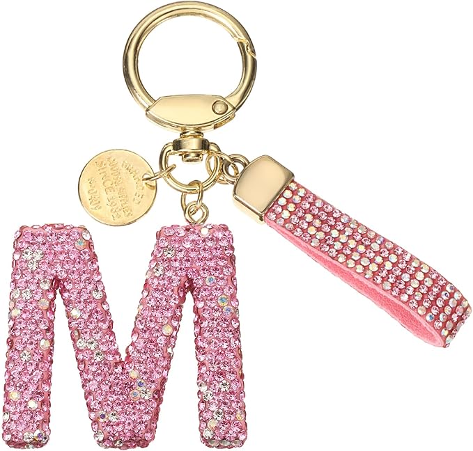 PATIKIL Initial Letter Keychain, Cute Sparkly Rhinestone Key Chain Alphabet Charm for Car Keys Handbags Purse