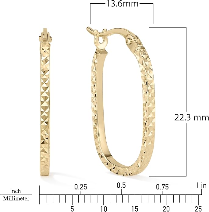 Paperclip Oval Hoops in Real 10K White Gold with a Diamond-Cut Finish | 30mm Length | Real Gold, Stamped for Authenticity