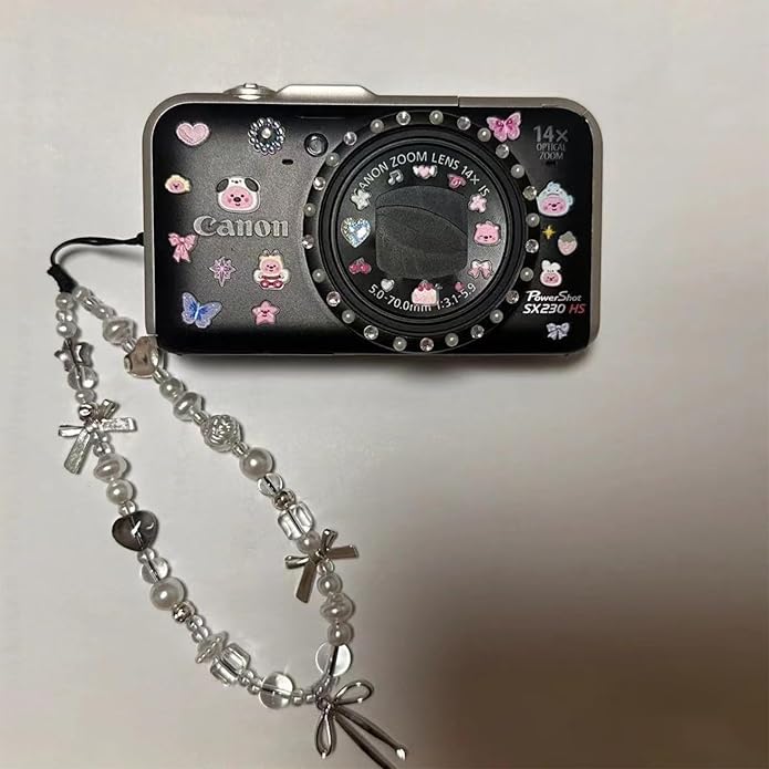 2 Pcs Phone Charm Strap Hand Universal for iPhone Wrist Strap Camera Lanyard Pearl Beaded Cute Chain String Accessories Universal for iPhone 17 Pro Max Samsung Women Girls Phones Bag Keychain