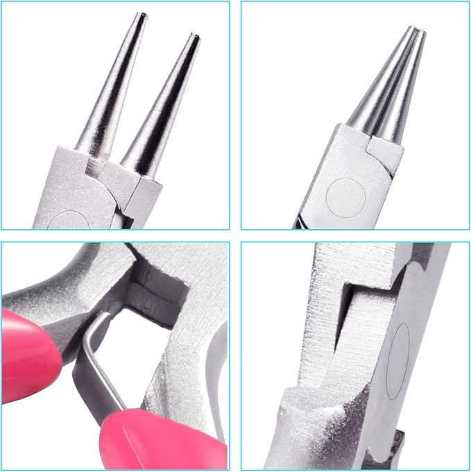 SPEEDWOX Mini Round Nose Pink PVC Handle Pliers - 3" Jewelry Making & Wire Wrapping DIY Craft Hobby Supplies
