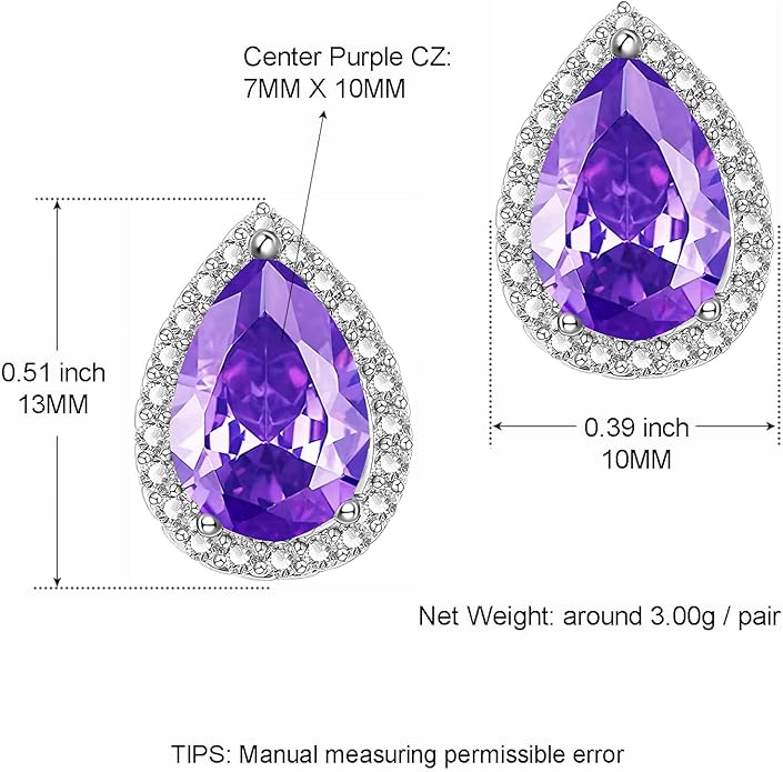 YOMELA Cubic Zirconia Earrings Studs, Halo CZ Birthstone Simulated Diamond Stud Earrings for Women