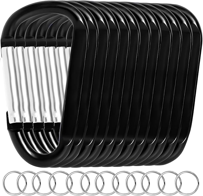 12PCS Carabiner Keychain Clip - 3" Aluminum Caribeener Key Clip,D Ring Shape Nonlocking Carabeaner Hook Buckle,Multi-Function Spring Snap Key Clips Tool for Home,Camping,Hiking,Traveling,Backpack
