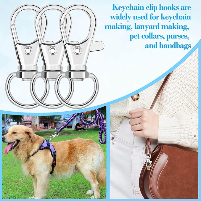 Anezus 150 Pcs Swivel Key Chain Lanyard Carabiner Hook for Key Chain Rings Lanyard