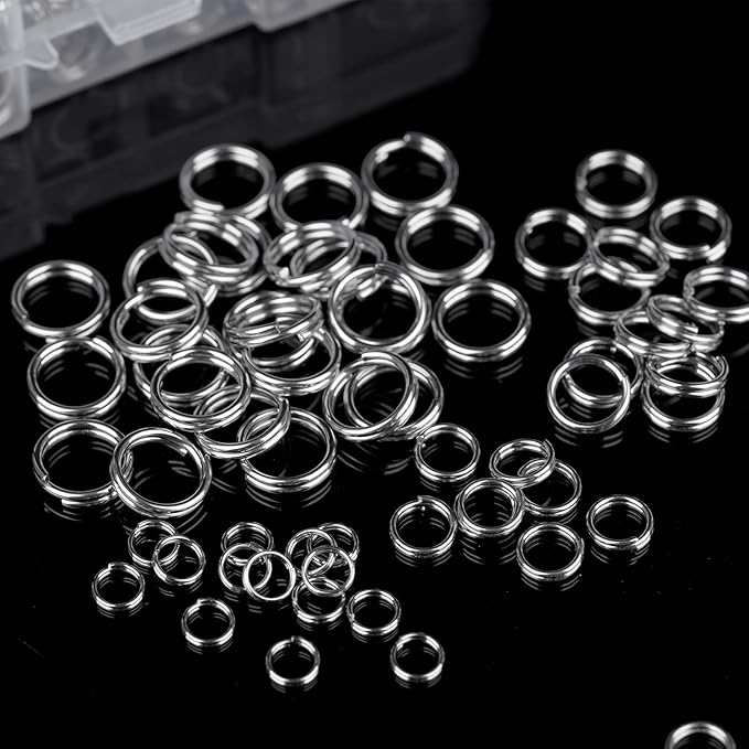 400 Pieces Premium 304 Stainless Steel Split Ring Double Jump Ring Small Key Chain Ring for Ornament Crafts, 4 Sizes(6mm 8mm 10mm 12mm Diameter)