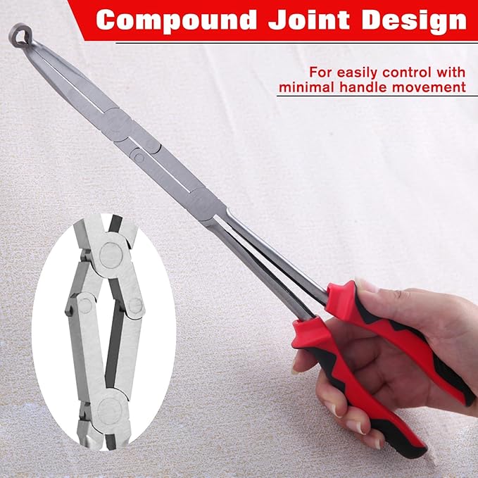 Extra Long Nose Hose Grip Pliers 13" Spark Plug Pliers Long Reach XL Pivot Ring Nose Plier Hose Removal Plier with Serrated Jaw Spark Plug Boot Puller for Hard to Reach Narrow Spaces,Small