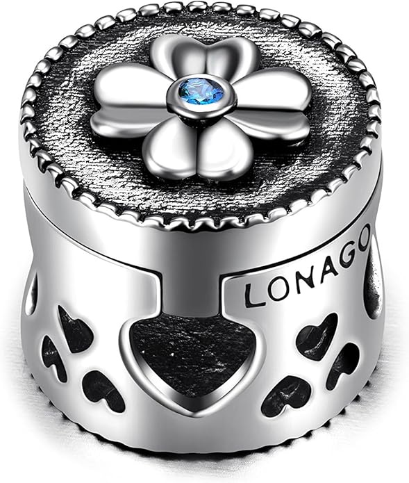 LONAGO 925 Sterling Silver Personalized Photo Charm Fit Compatible for Bracelet Necklace Customized Heart Round Shape Picture Bead