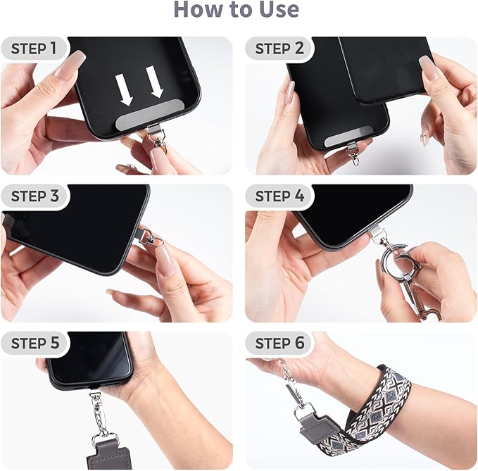 Clip and Go Strap for Phone with Wallet Crossbody Phone Lanyard with Anti-Theft Zipper Pouch Detachable Quilted Wrist Wallet with RFID and ID Window for Daily Travel. Grey