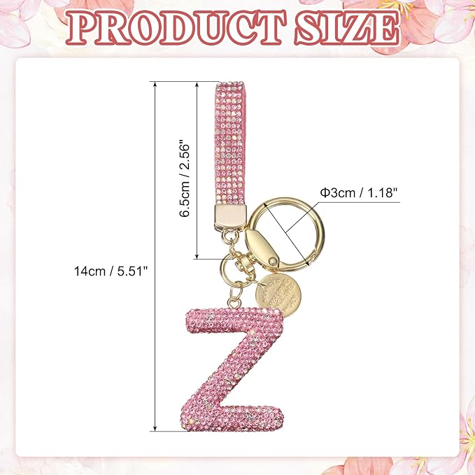 PATIKIL Initial Letter Keychain, Cute Sparkly Rhinestone Key Chain Alphabet Charm for Car Keys Handbags Purse