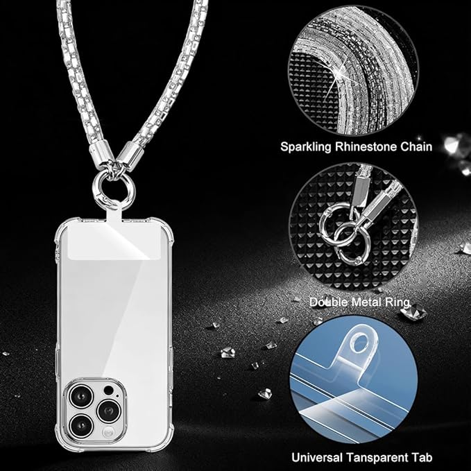 Phone Lanyard Crossbody with Hanging Loops, Clip and Go Strap for Phone with Zipper Wallet, Adjustable Elastic Phone Strap