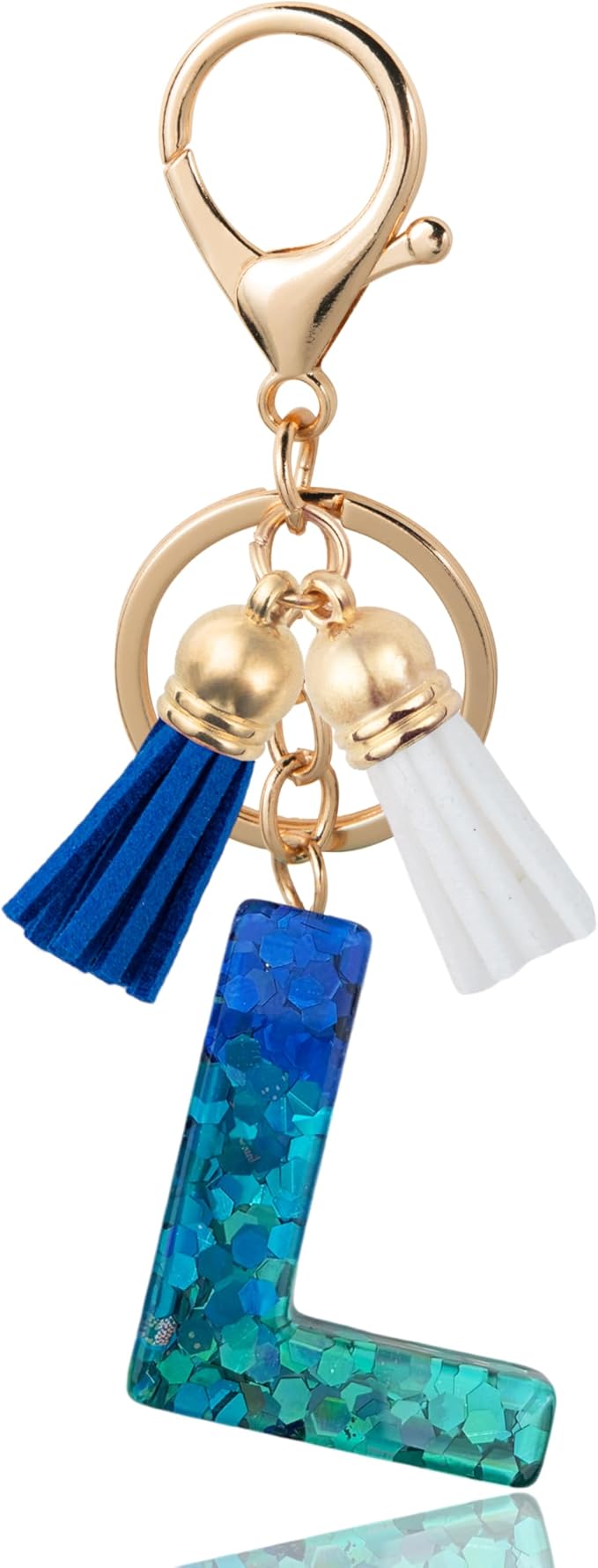 Initial Letter Keychain Cute Resin with 2 PU Tassel, Letter Keychain for Backpack Charms, Initial Keychains for Women
