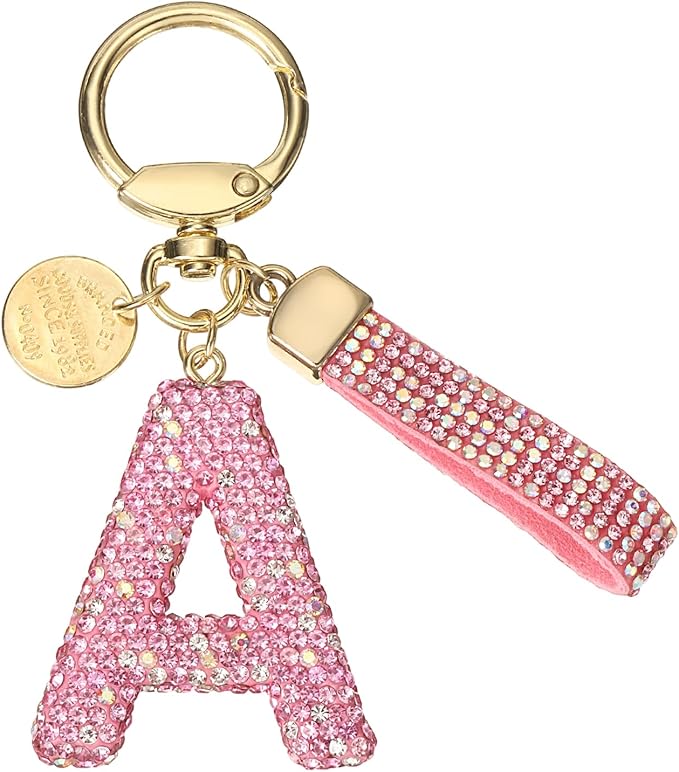 PATIKIL Initial Letter Keychain, Cute Sparkly Rhinestone Key Chain Alphabet Charm for Car Keys Handbags Purse