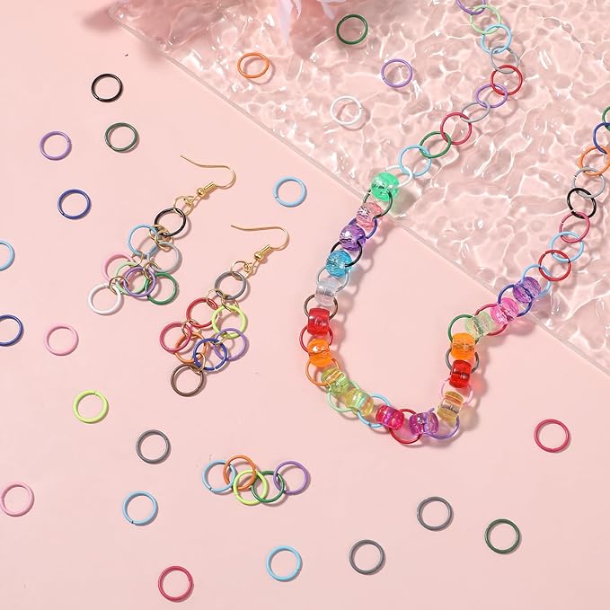 300 Pcs Colored Jump Rings 10mm Iron Metal Jump Rings Close O Ring Connectors Jewelry DIY Findings for Jewelry Keychain Choker Earring Necklaces Bracelet Making