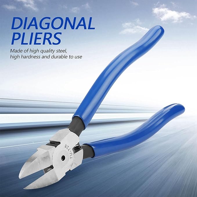 2PCS Blue Diagonal Flush Wire Cutting,7.1 Inch Diagonal Flush Wire Cutters,Portable Side Cutters Dikes Wire Cutters for Clean Cut Various Cables, TU-728