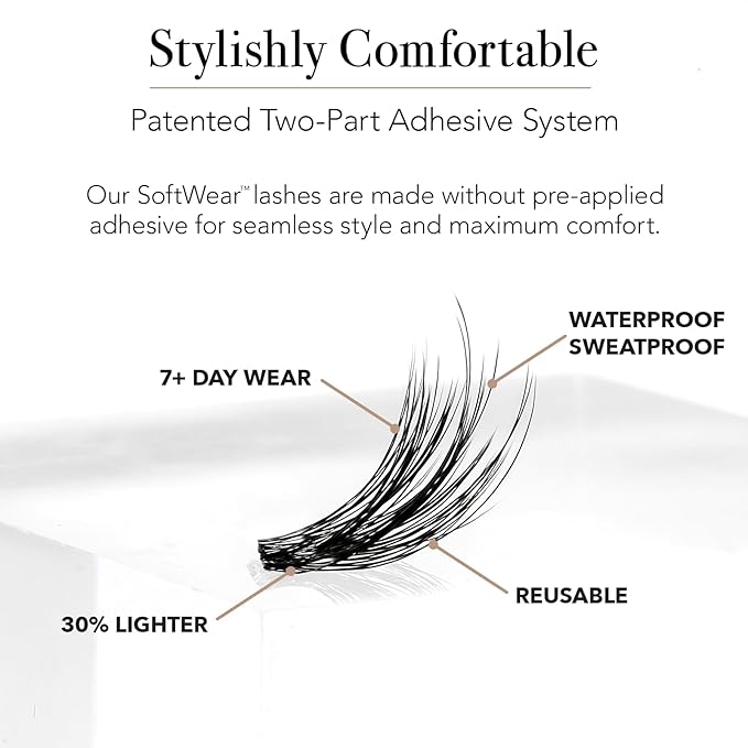 Pro Lash SoftWear Mini Lash Clusters Kit - Seamless, Lightweight Lashes - 7-Day Cluster Eyelash Extensions - False Eyelashes Plus Adhesive and Tweezers - Volume Shorties No. 06 Black