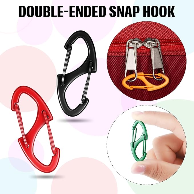 Moxweyeni 20 Pcs Zipper Clip S Carabiner Clips Small Alloy Snap Hook Anti Theft 1. 6 Inch Mini Dual Wire Gate Interlocking Keychain Clip Attachment for Women Men Camping Hiking
