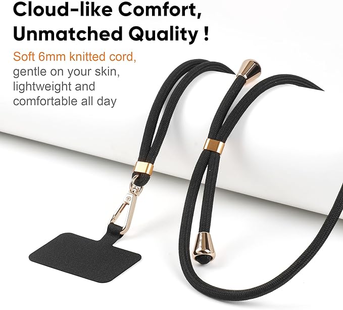 Phone Lanyard Universal Crossbody Cell Phone Strap Anti-Theft Adjustable Neck Lanyard for iPhone 17 Pro Max 2pcs Phone Patchs Tether Pads Dark Grey