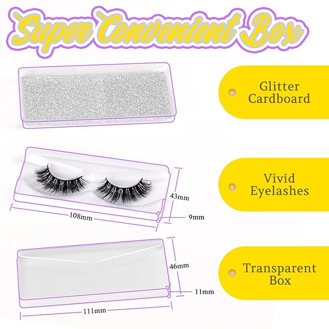 Wholesale Lashes, 3D Faux Mink Eyelash Bulk, 18mm Handmade Reusable Eye Lash, 5 Styles Dramatic Fluffy False Lash with Glitter Portable Packing (Fluffy 5 styles-30 pairs)