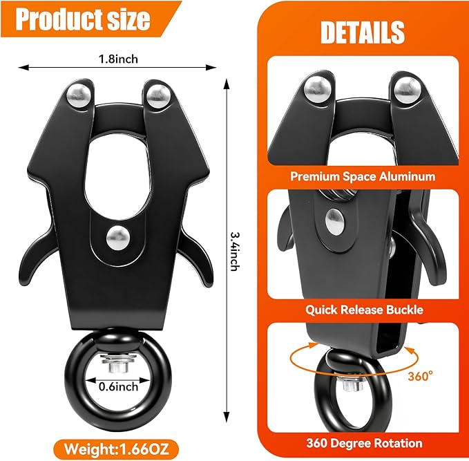 2 Pcs Frog Clip Dog Leash Buckle for Linking Pet Collar Supplies 360 Degree Swivel Heavy-Duty Quick Release Clasp Keychain Tactical (Large (Circle))