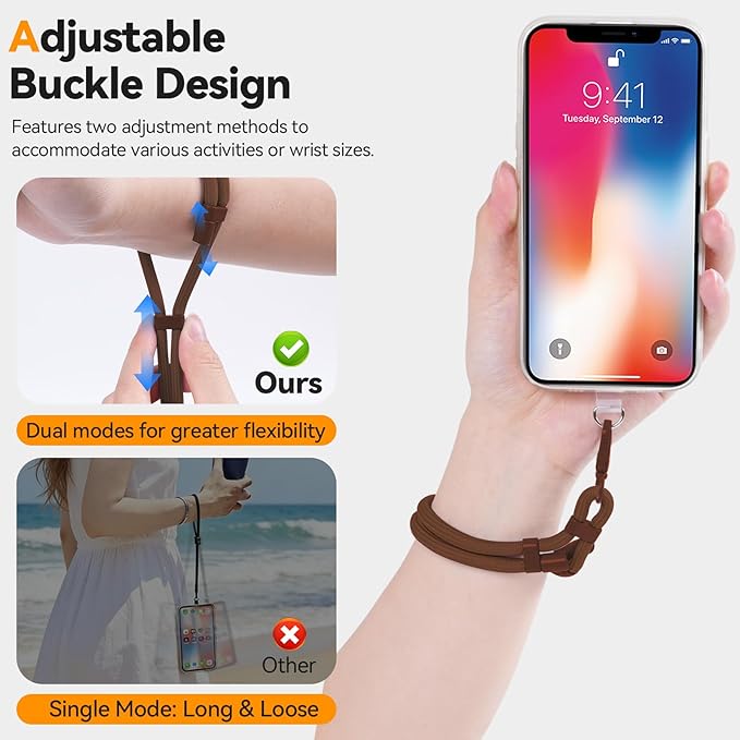 Phone Wrist Strap with 2 Phone Tether Tab, 2 Pack Adjustable Anti-Theft Cell Phone Lanyard for Travel & Outdoors