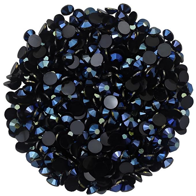4500 Pcs SS12 3mm AB Flatback Rhinestones for Nails Art Crafts Glitter Round Shine Gems Crystals DIY Clothes Shoes （Black-Bottom Ink-Blue AB）