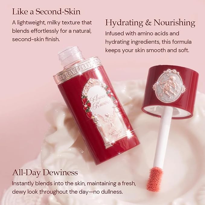 Flower Knows Strawberry Cupid All Day Glow Liquid Blush,Sweat & Water-Resistant Dewy Blush for Cheeks,Blendableand Hydrating Warm Dusty Rose Face Makeup for Women & Girls,0.25 Fl Oz(02 Coastal Rose)