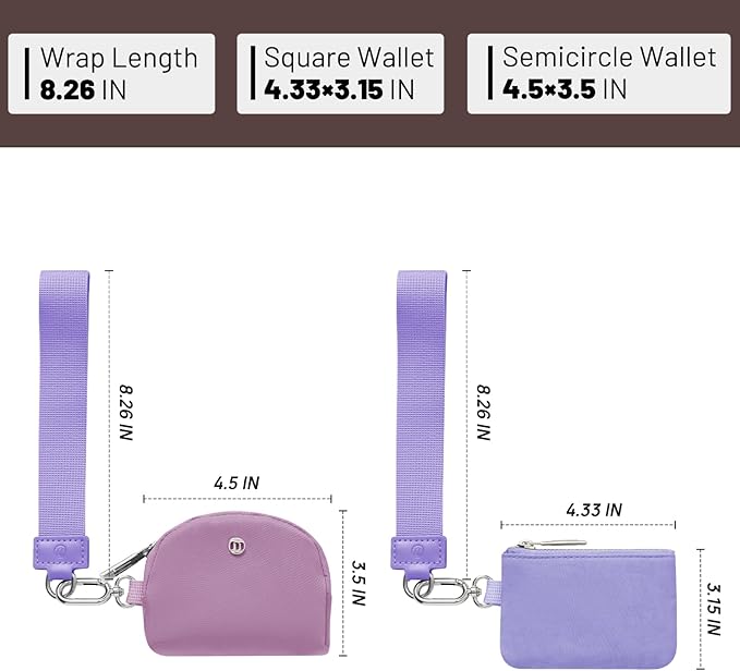 Keychain Wallet Mini Zip Around Wristlet Wallets for Women Detachable Dual Pouch Wristlet Portable Coin Purse Small Wallets