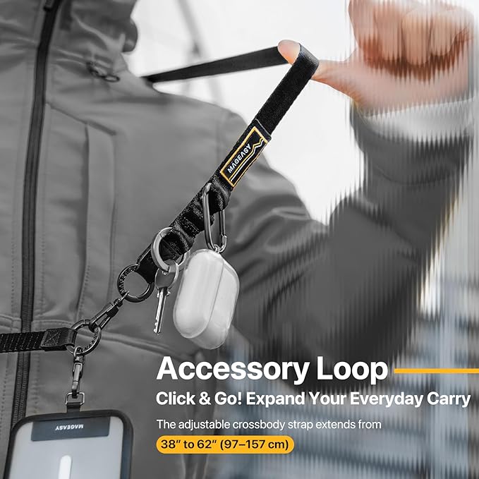 MAGEASY 2-In-1 Cell Phone Lanyard Crossbody - Universal Crossbody Phone Leash & Wrist Strap with Built-in Keychain, Phone Tether Tab | Anti Drop & Anti Theft for Daily & Travel (Concrete Grey)