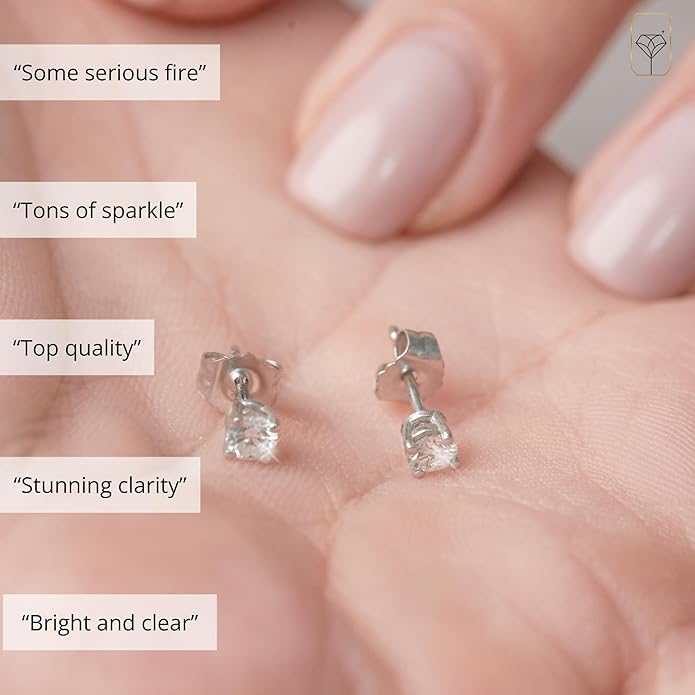 1/4-2 Carat IGI Certified Lab Grown Diamond Stud Earrings | Solitaire Real Diamonds Earring for Women in I-J Color & SI1-SI2 Clarity | 14K Gold Diamond Studs with Secure Backs by MAX + STONE