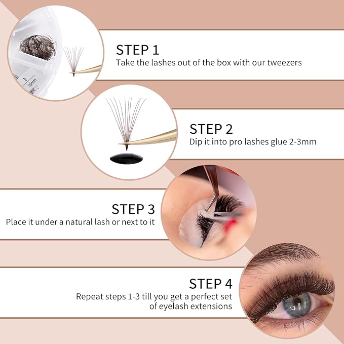 Colored Lash Extensions 10D 1000pcs Premade Fans Eyelash Extensions Brown Lash Fans Volume Mix (7D-16mm)