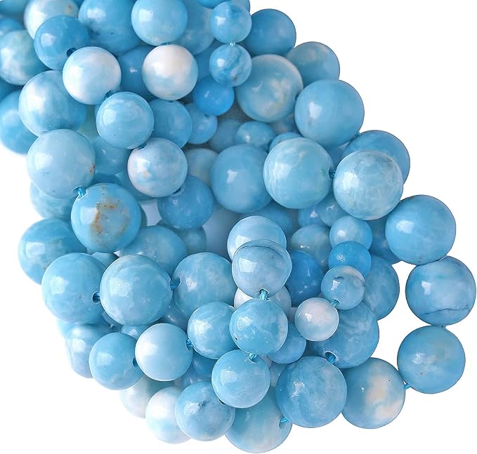 6MM 60PCS Natural Blue Larimar Gemstone Crystal Beads for Jewelry Making DIY Bracelet
