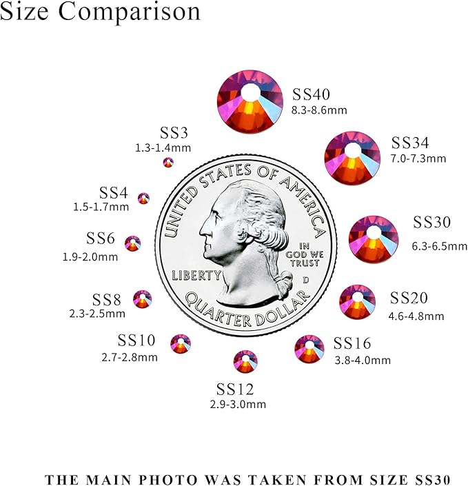 1440PCS SS16 Crystal Glass Flatback Rhinestones, Round Flat Back Crystal Gems for Nail Art and Craft Clothes, Glue Fix Diamond Stones Hyacinth/Orange Red AB (3.8-4.0mm)