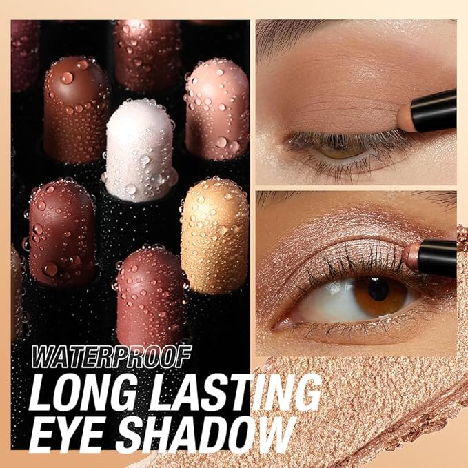 Jolilab Eyeshadow Stick Set, 8 Colors Matte Professional Bright-Colored Contouring and Highlight Eyeshadow Stick, Cream Waterproof Long Lasting High Pigmented Eye Shadow. (8, EYESHADOW B)