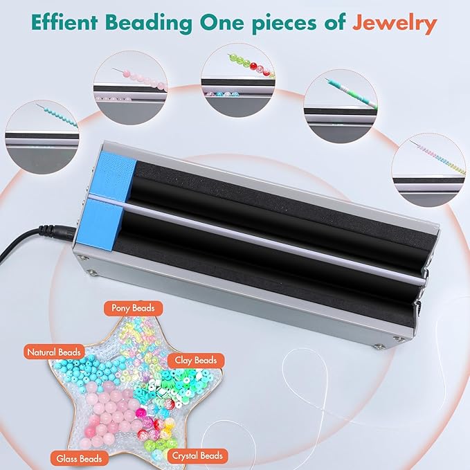 Karsspor Electric Bead Spinner, 2 Channels for Jewelry Design and Beading, Bead Spinner for Jewelry Making, Beads String Machine for Bracelets Necklace Making, Suitable for All Kinds of Beads